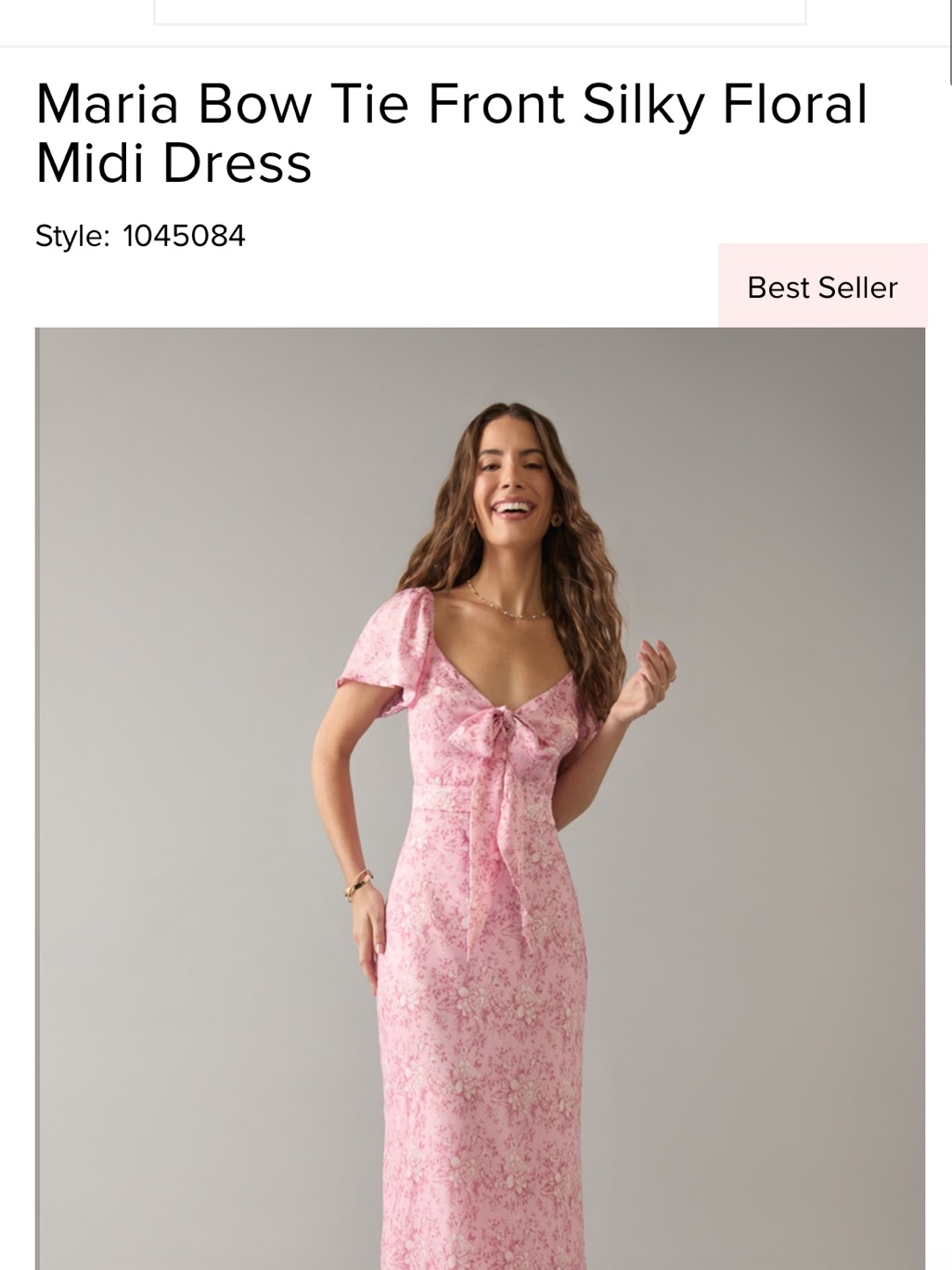 Marina Pink Floral Bow-Front Silky Midi Dress